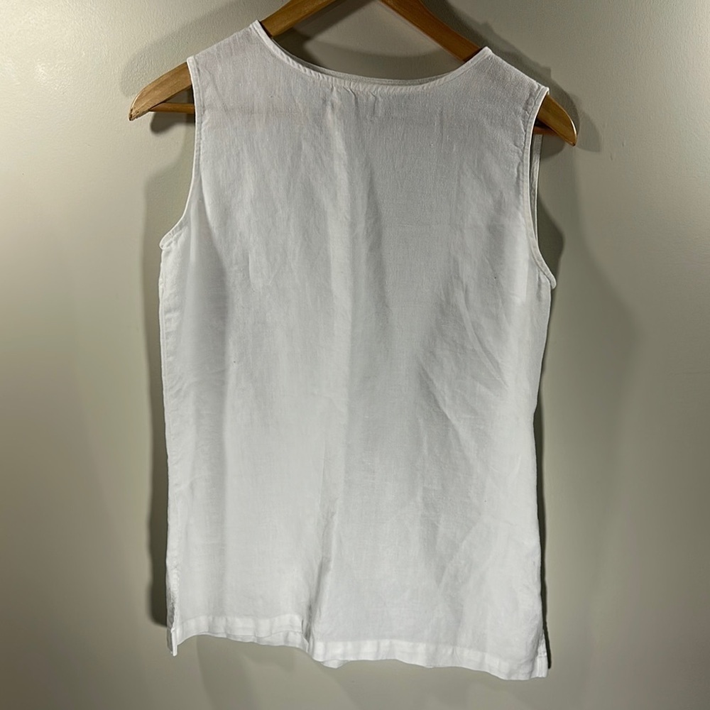 Linden Hill Classic White Tank Top 100% Linen Size Small
